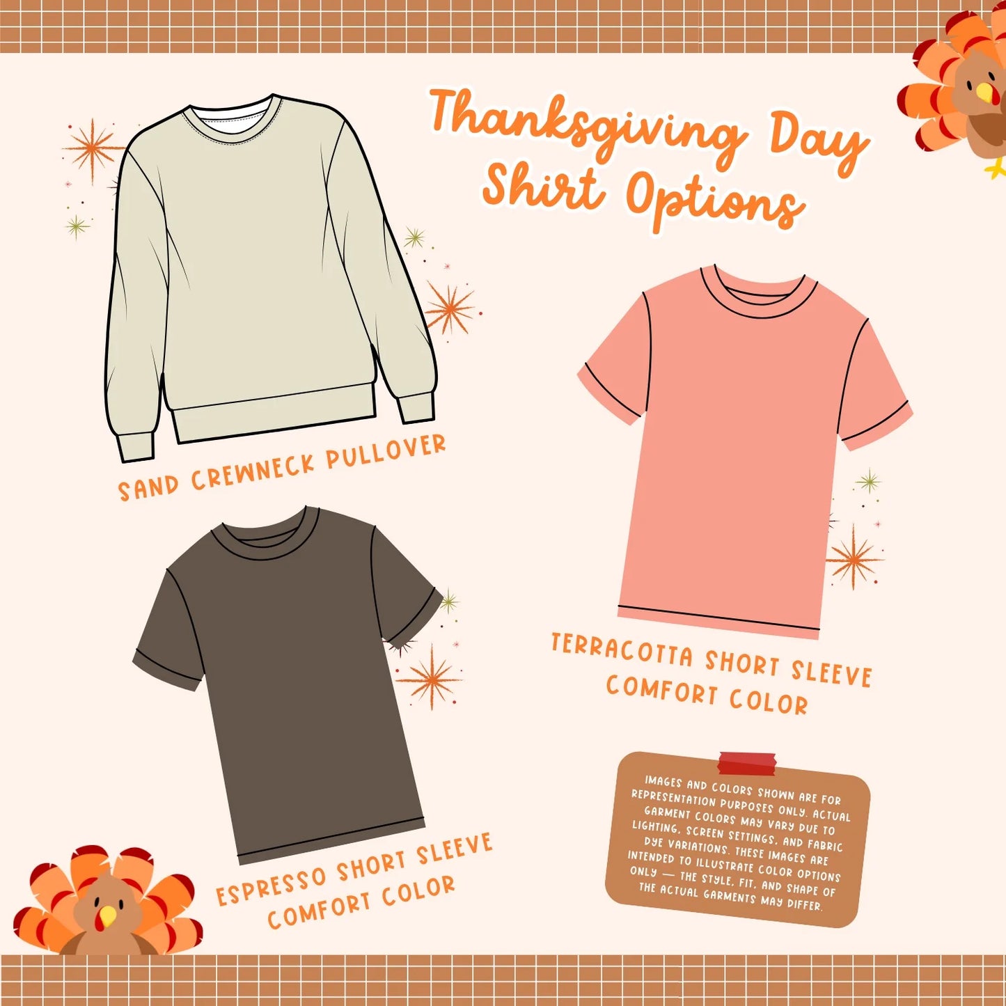 Fluffy Turkey Embroidered Tee or Crew