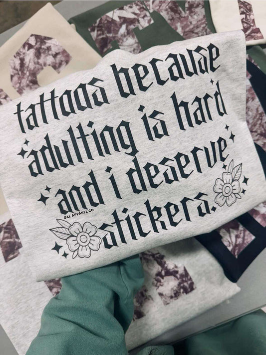 Adult Stickers Tee or Crew