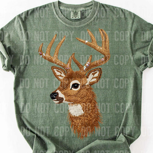 Faux Yarn Deer Tee or Crew