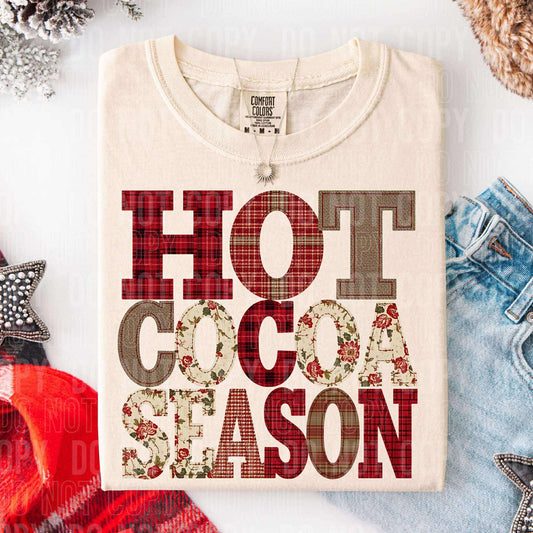 Faux Embroidery Hot Coco Tee or Crew