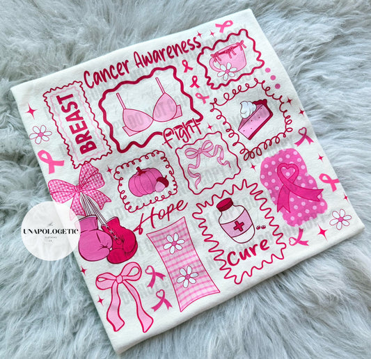 Breast Cancer Awareness Doodle Tee or Crew