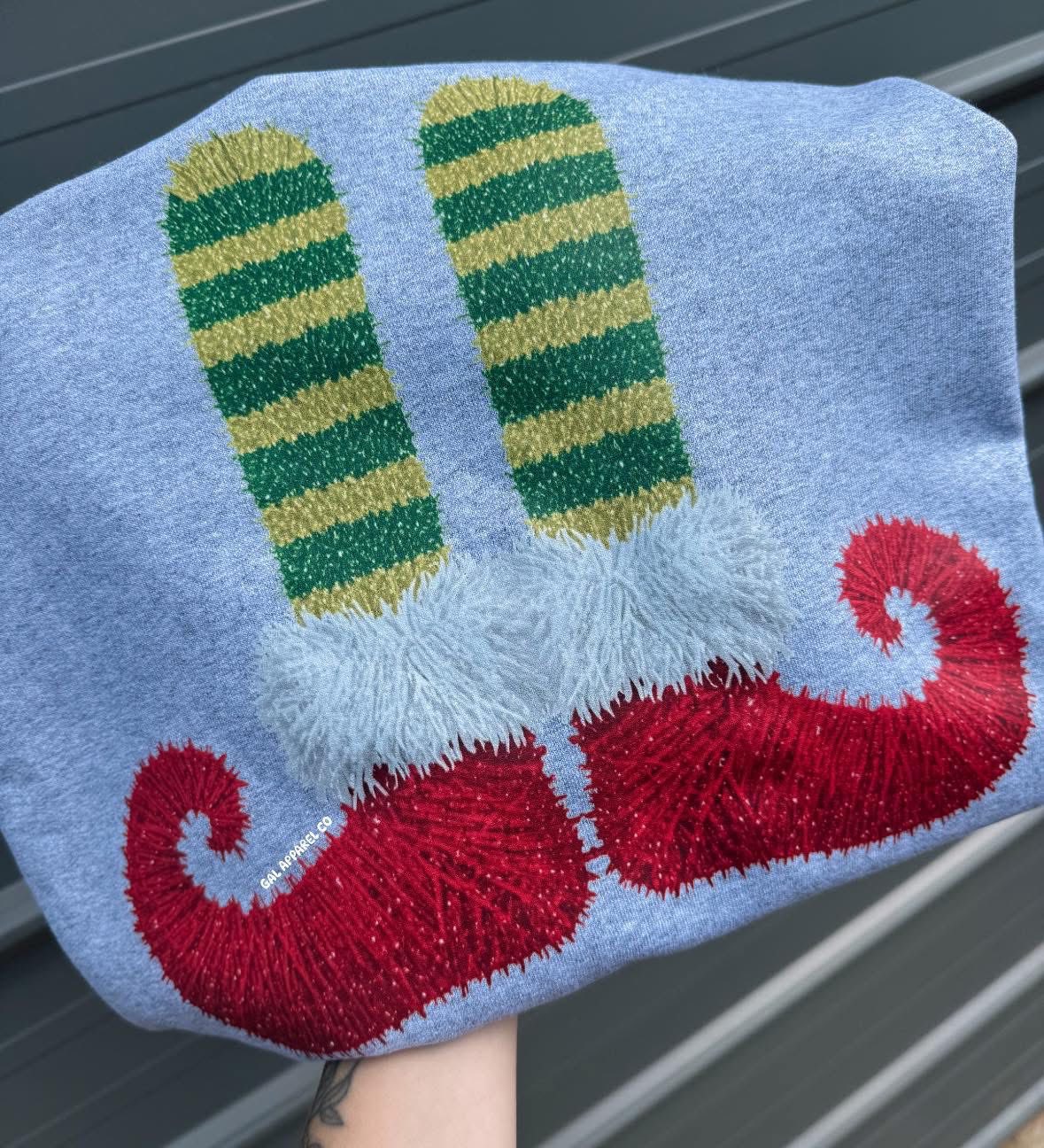 Faux Yarn Elf Feet Tee or Crew