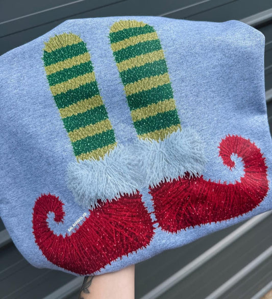 Faux Yarn Elf Feet Tee or Crew