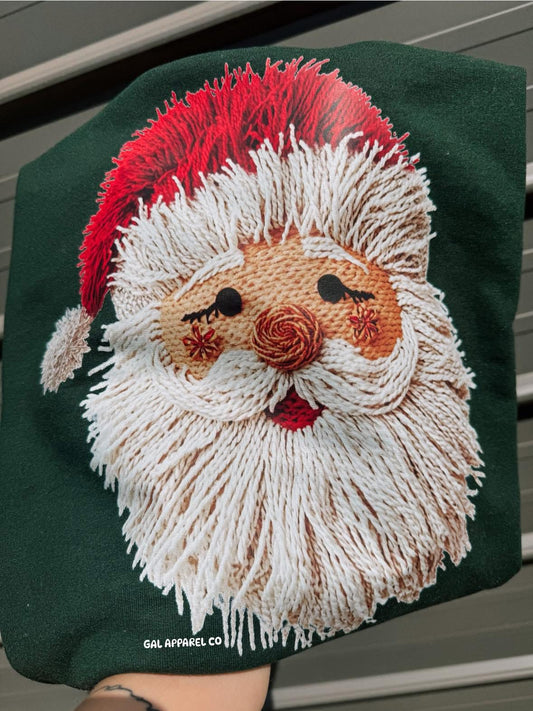 Faux Yarn Santa Tee or Crew