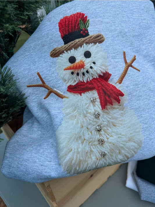 Faux Yarn Snowman Tee or Crew