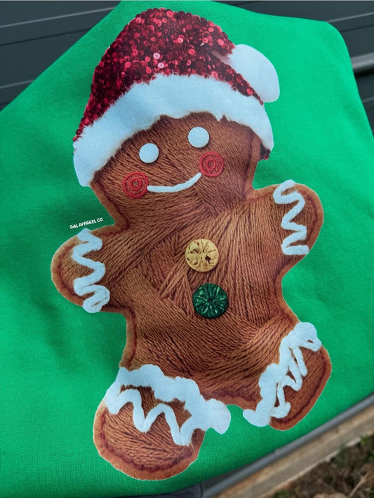 Faux Yarn Gingerbread Tee or Crew