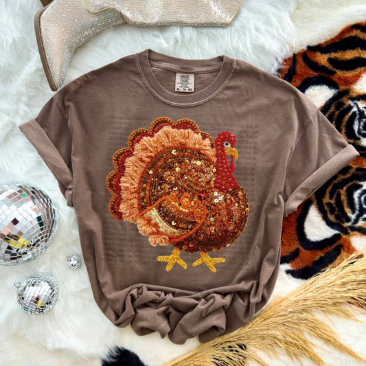 Faux Yarn Turkey Tee or Crew