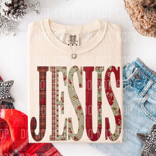 Faux Embroidery Jesus Tee or Crew