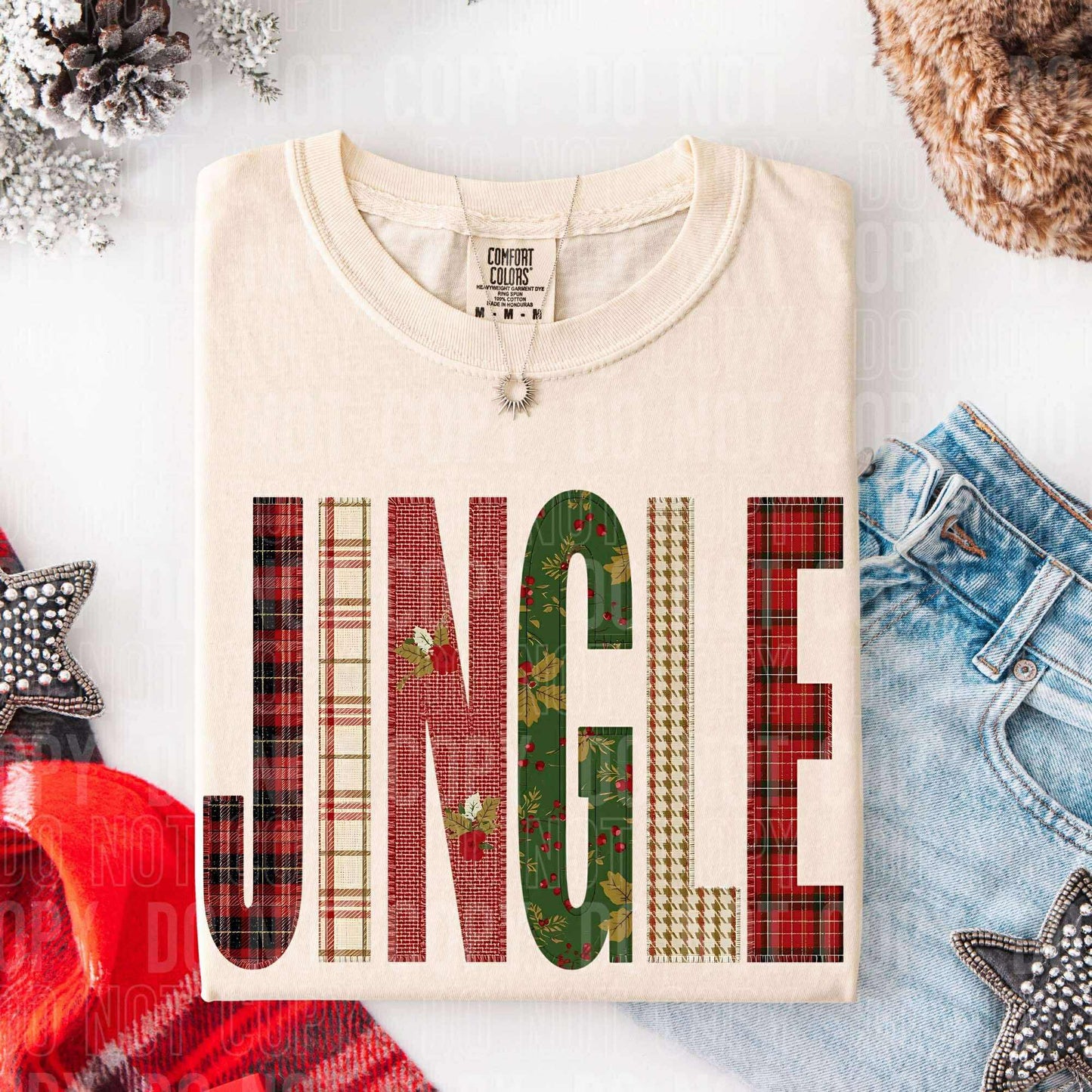 Faux Embroidery Jingle Tee or Crew