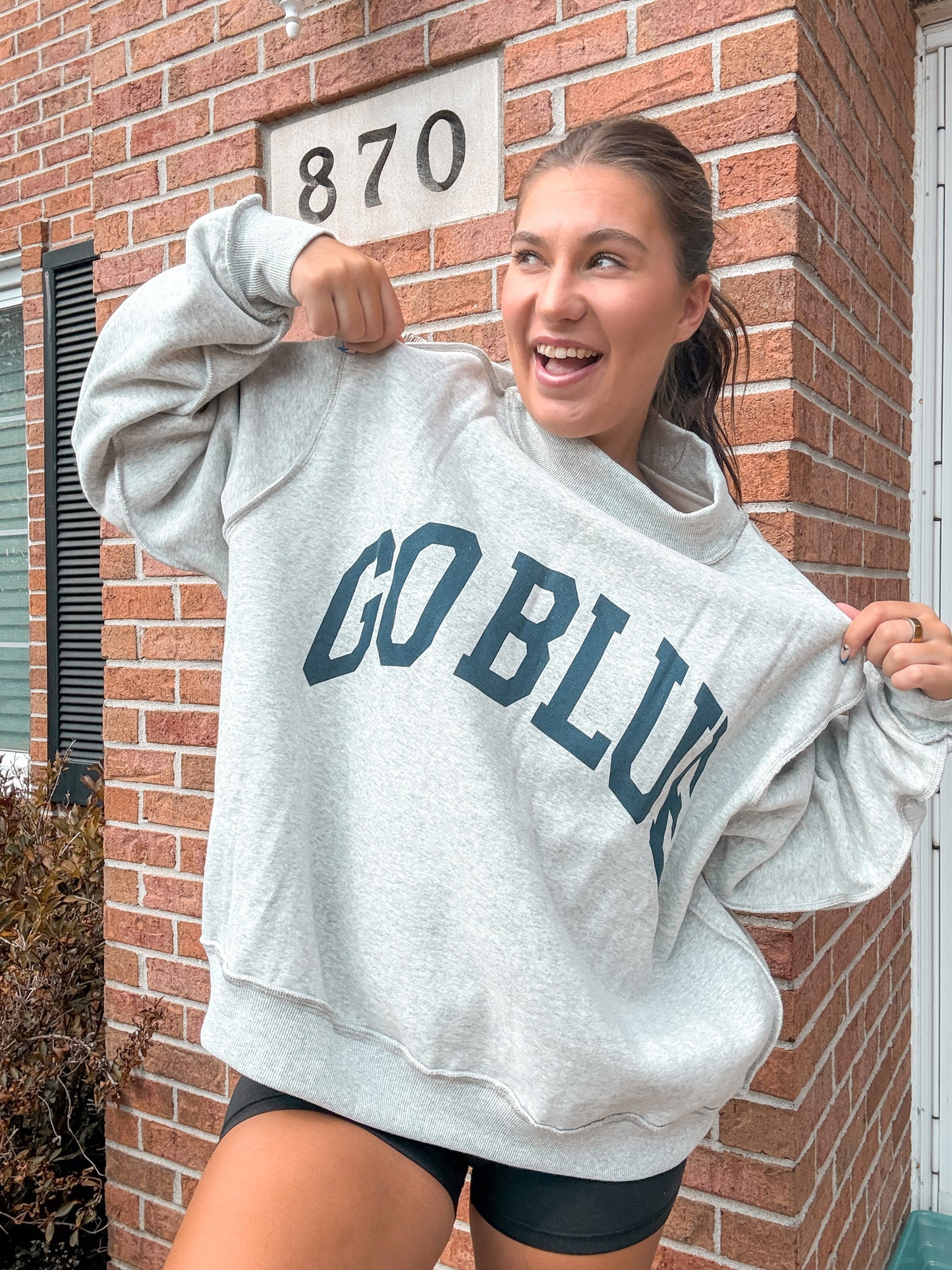 Go Blue/Michigan Reversible Mock Neck Crew