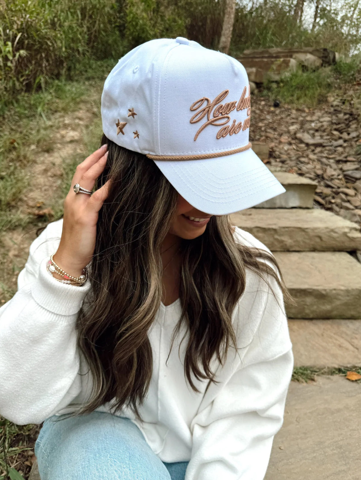How Lucky Are We - White Vintage Hat