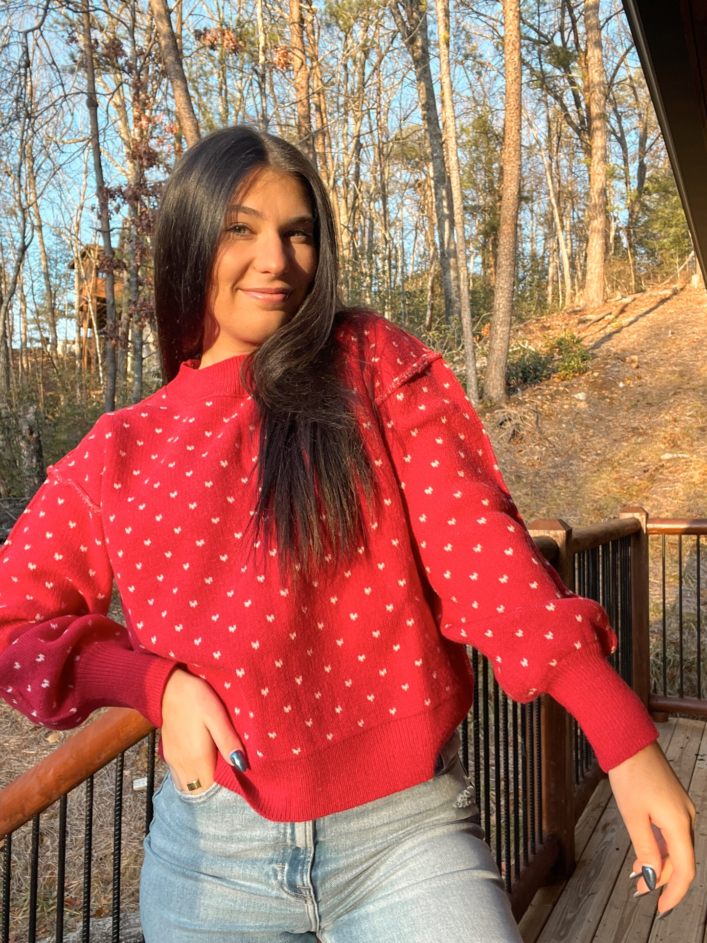 Aemi & Co Red Hearts Sweater - 2/1/2/2 (S-XL)
