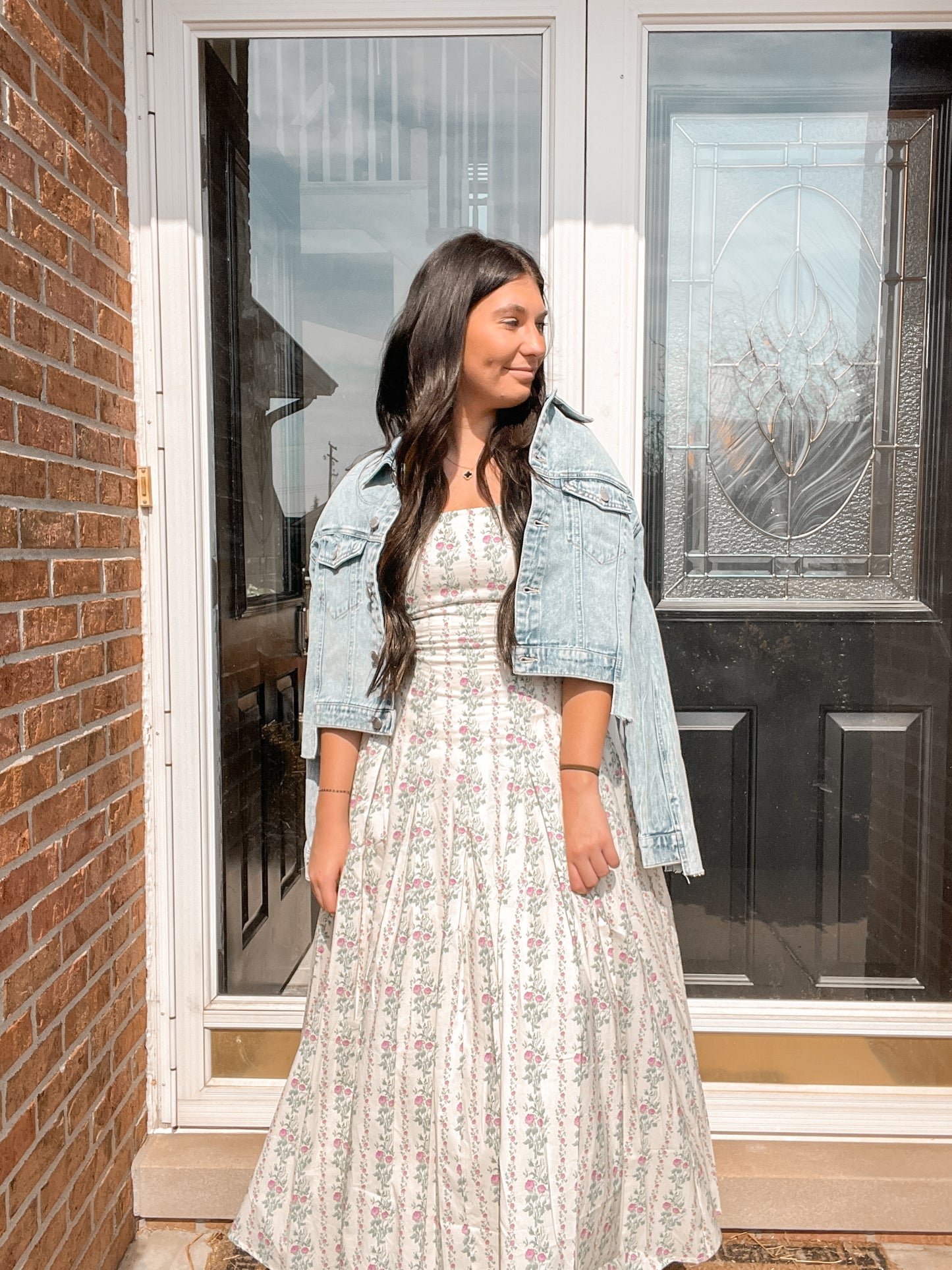 Floral Cream Mable Maxi Dress