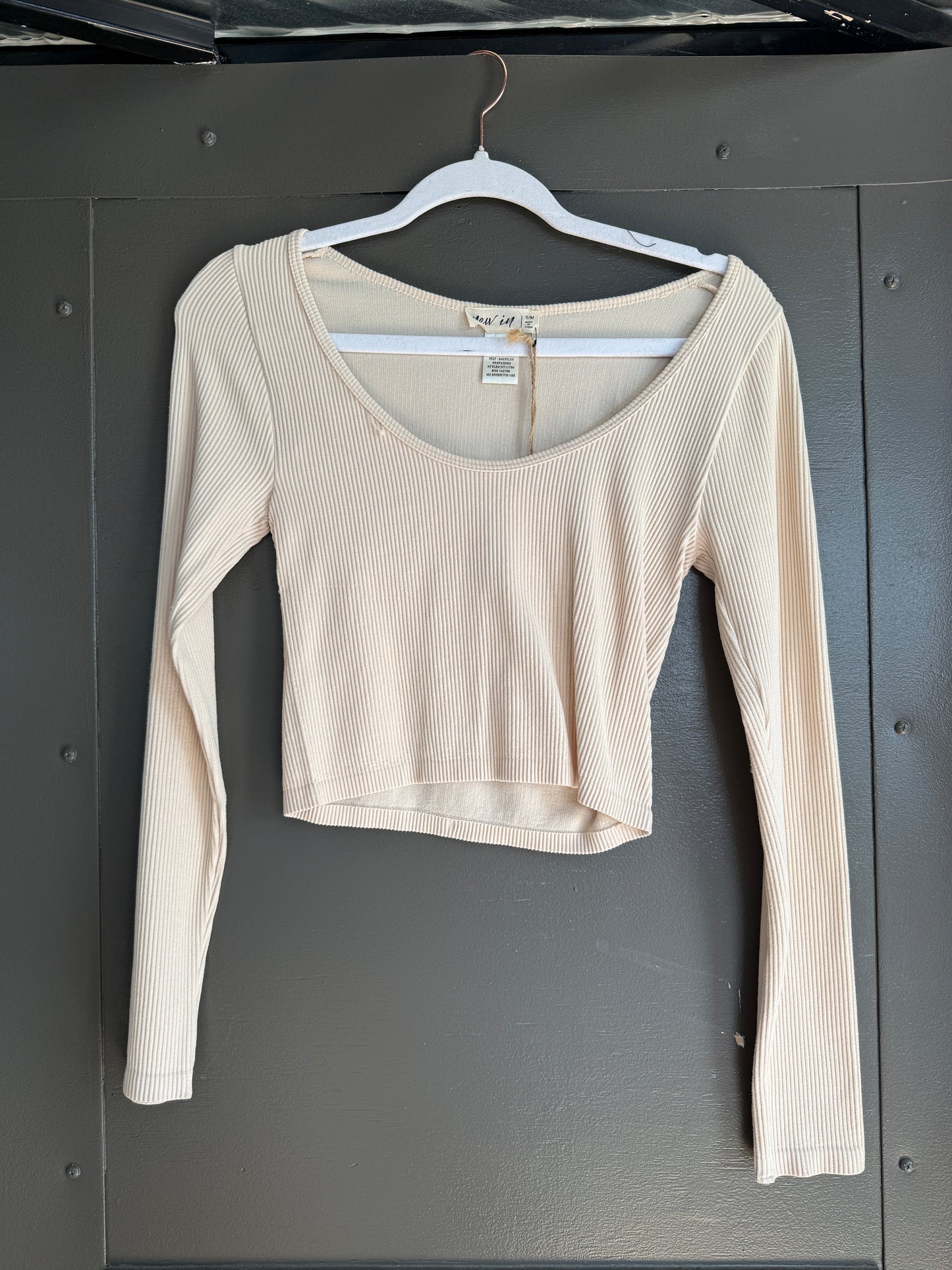 New In Long Sleeve Top Cream - S/M (2)