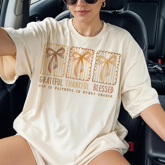 Grateful, Thankful, Blessed Tee or Crew