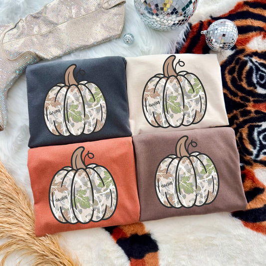 Camo Pumpkin Tee or Crew