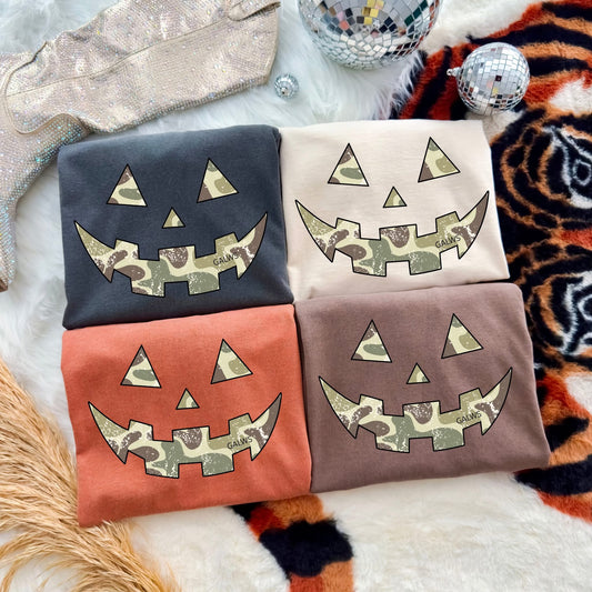 Camo Jack O Lantern Tee or Crew