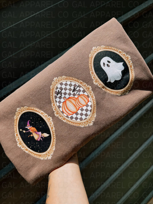 Witch Pumpkin & Ghost Vintage Frame Tee/Sweatshirt