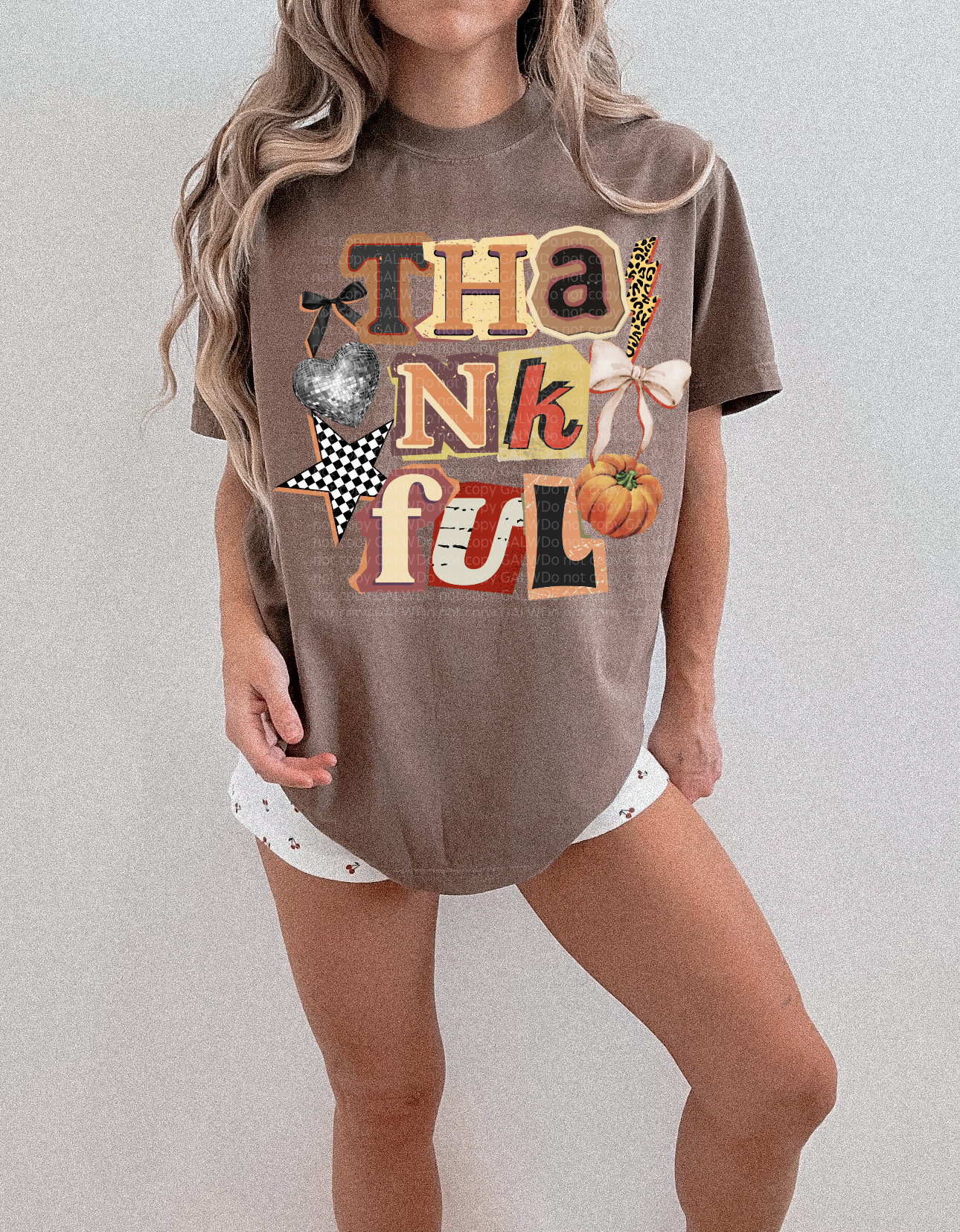 Faux Embroidery Trendy Thanks Tee or Crew