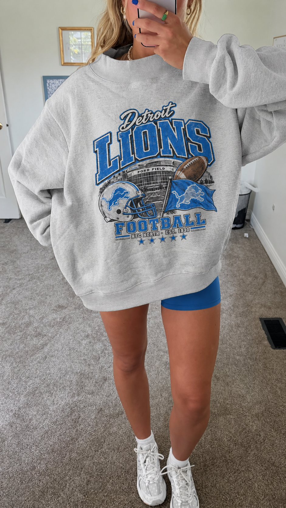 Detroit Football Vintage Mockneck