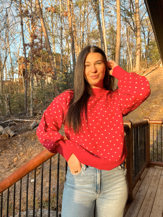 Aemi & Co Red Hearts Sweater - 2/1/2/2 (S-XL)