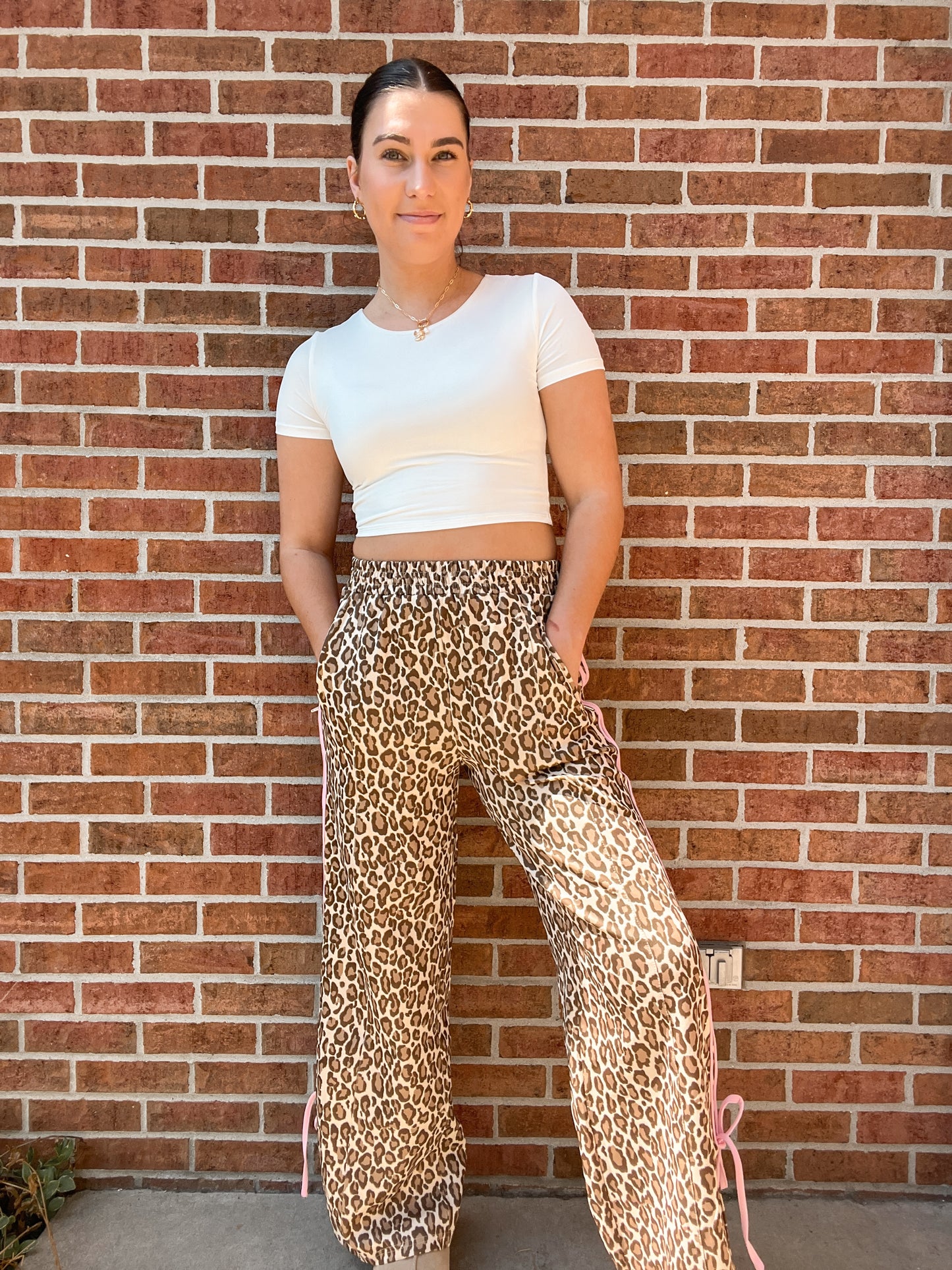Le Lis Cheetah Pink Sweat Pants  - MED