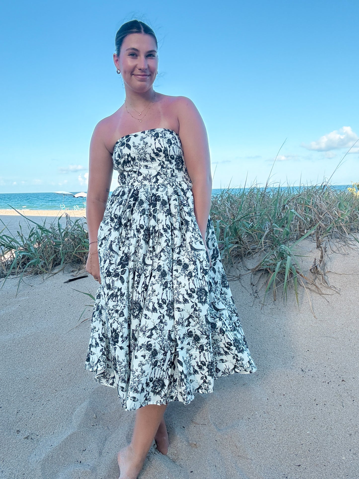 Seaside Garden Strapless Dress