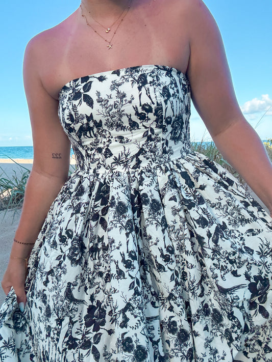 Seaside Garden Strapless Dress
