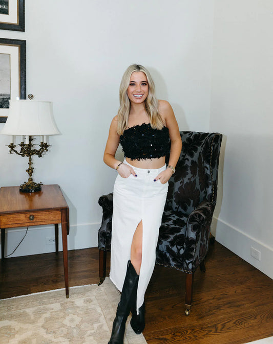 Emory Park Sequin Feather Tube Top - 2/1/1