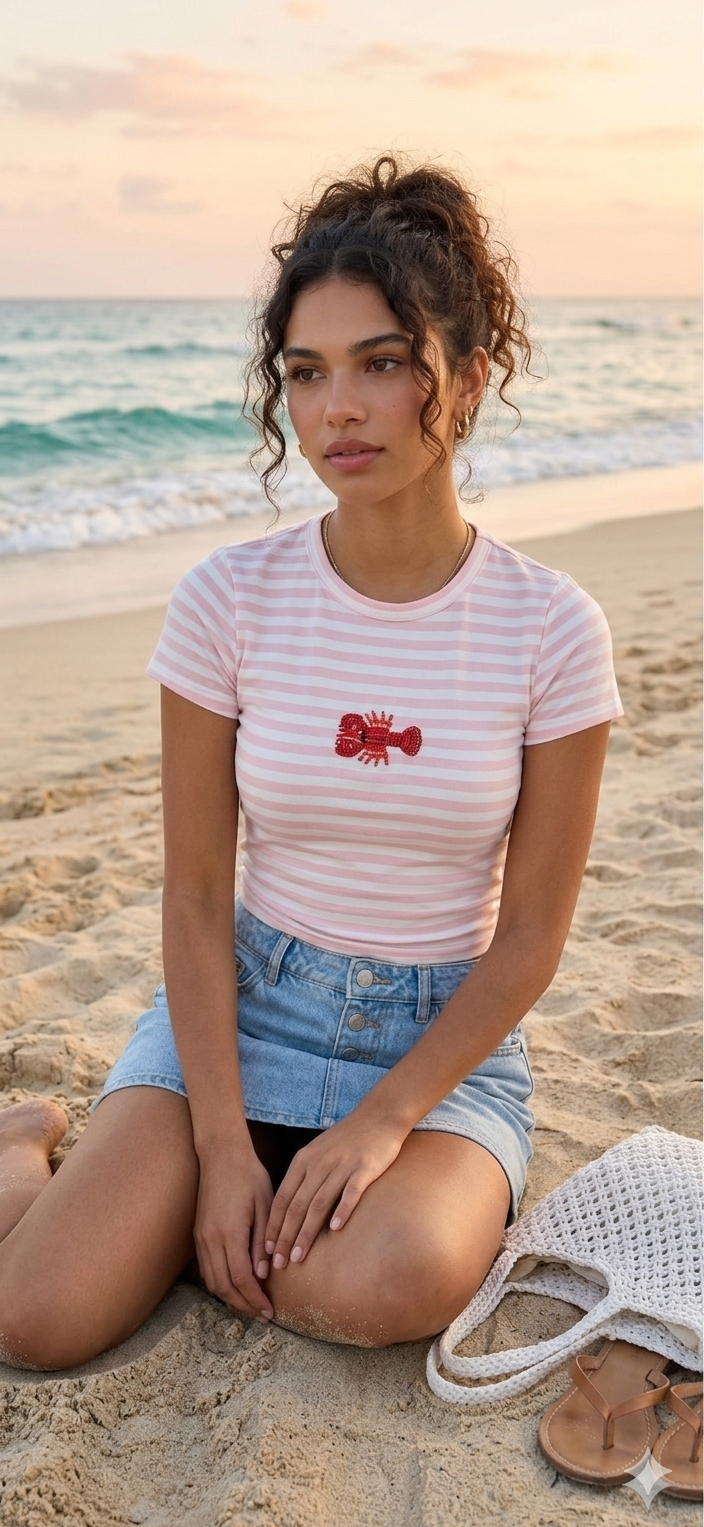 Zandra Lobster Beaded Tee