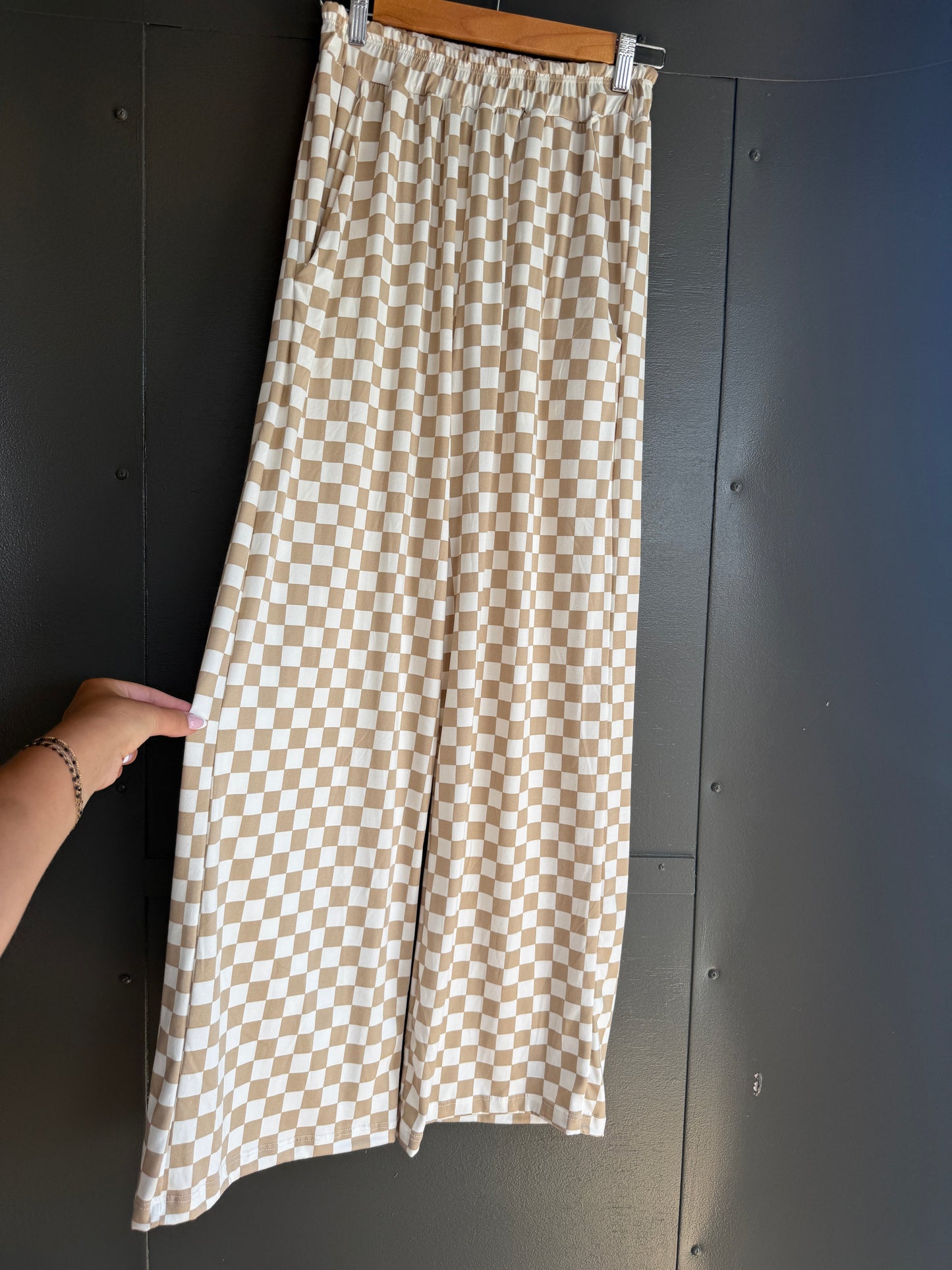 Blakeley Tan Checkered Pants - XS/S