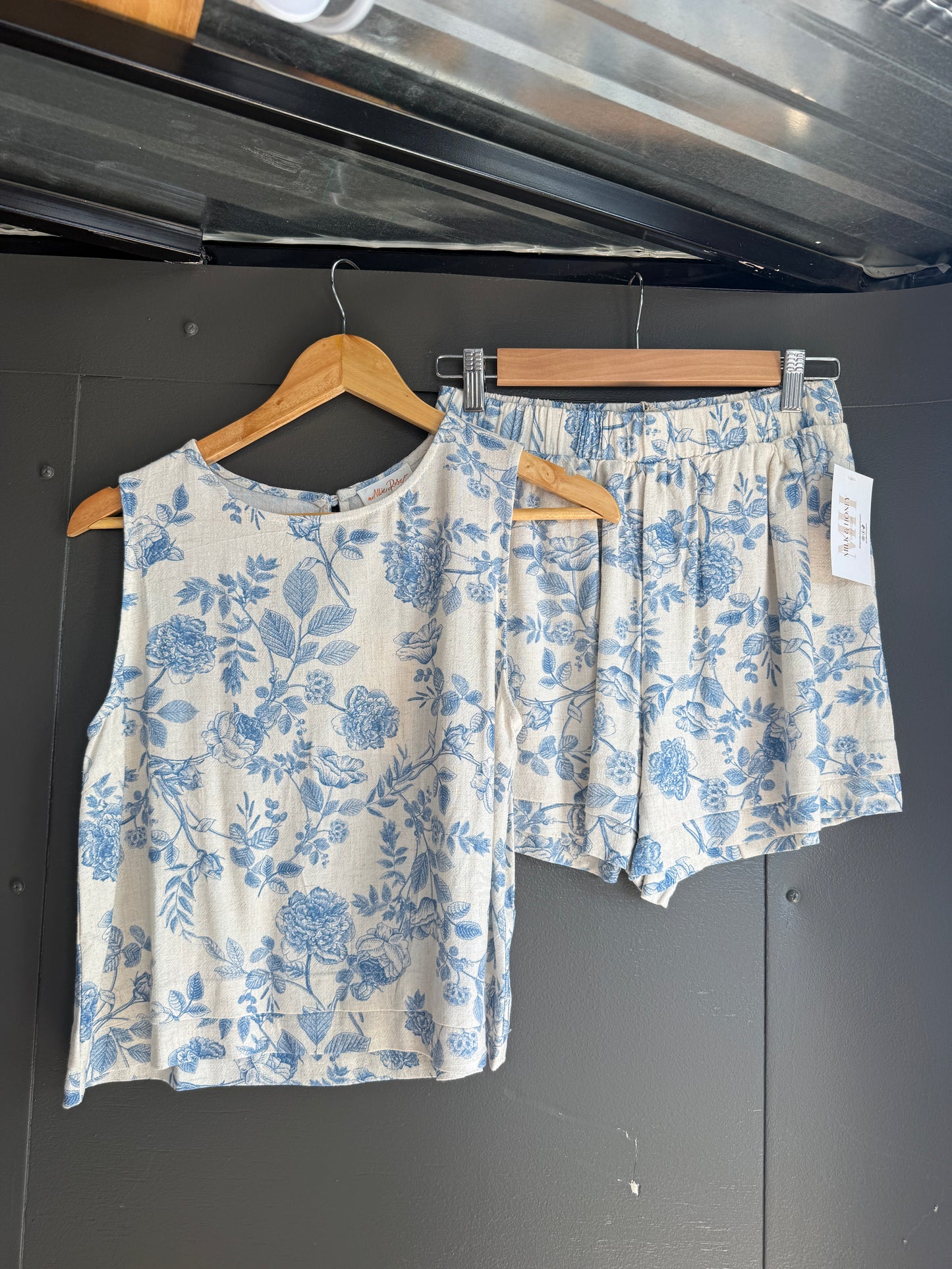 Allie Rose Blue Floral Tank Short Set - 2/0/1