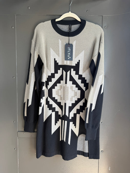 2FLY AZTEC SWEATER DRESS - SM & MED