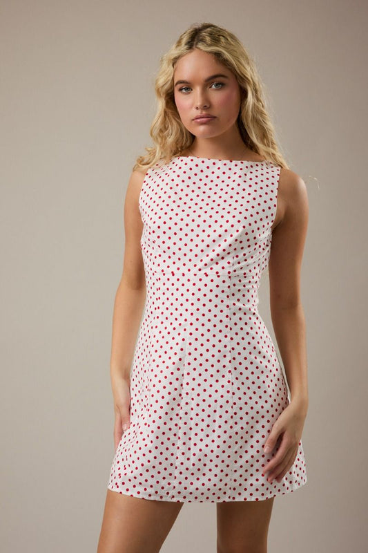 Polka Dot Boatneck Dress
